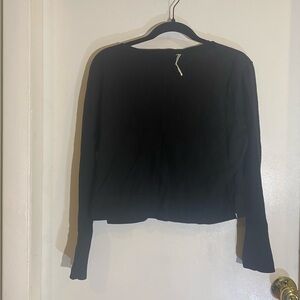 Uniqlo black bateau neckline sweater NWOT